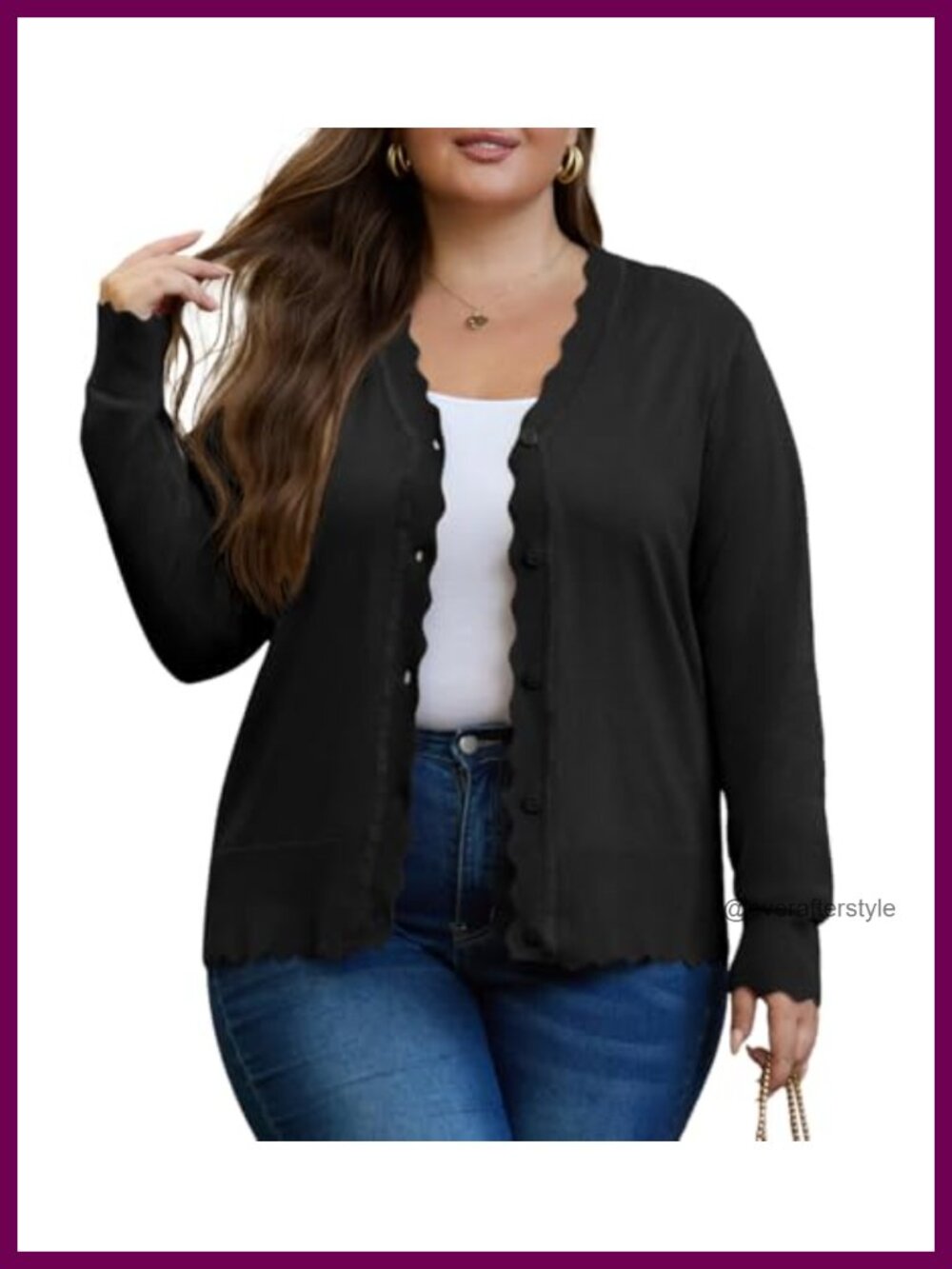 Plus Size Open Front Knit Cardigan Long Sleeve Wave Edge Lightweight
